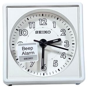 Seiko Analogue Bedside Alarm Clock Quiet Sweep Movement Luminous Hands QHE083W